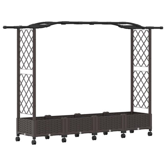 Raised Bed with Trellis and Roof Brown 207 x 40 x 129 cm PP