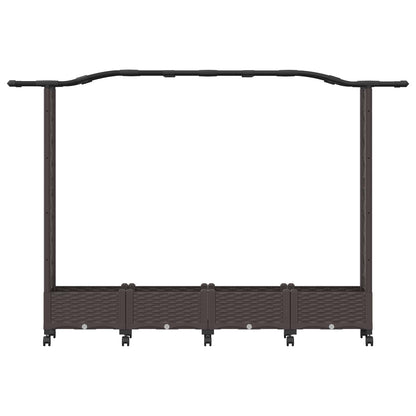 Raised Bed with Trellis and Roof Brown 207 x 40 x 129 cm PP