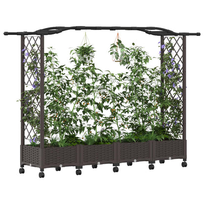 Raised Bed with Trellis and Roof Brown 207 x 40 x 129 cm PP
