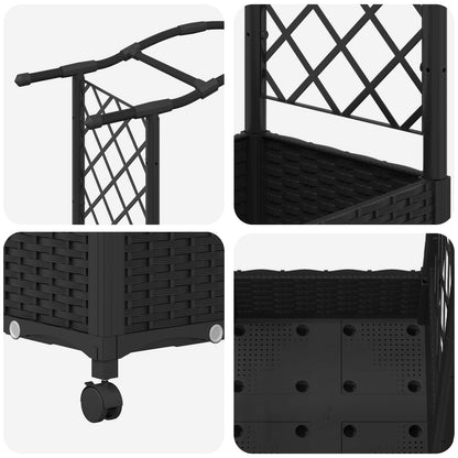 Raised Bed with Trellis and Roof Black 207 x 40 x 129 cm PP