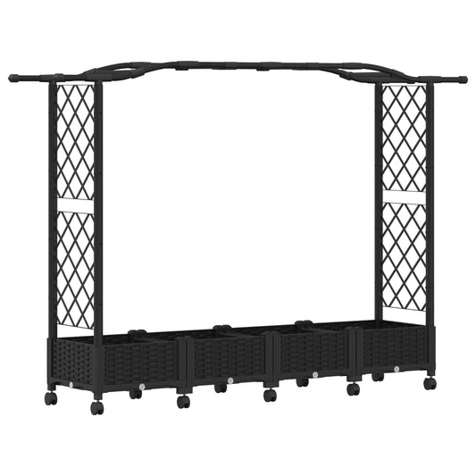 Raised Bed with Trellis and Roof Black 207 x 40 x 129 cm PP