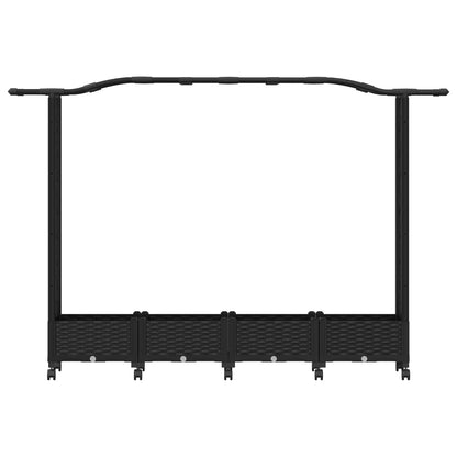 Raised Bed with Trellis and Roof Black 207 x 40 x 129 cm PP