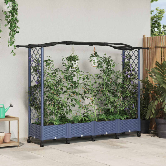 Raised Bed with Trellis and Roof Grey 207 x 40 x 129 cm PP