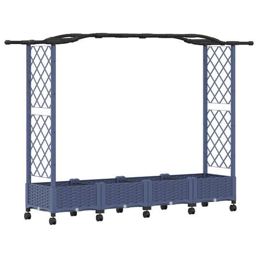 Raised Bed with Trellis and Roof Grey 207 x 40 x 129 cm PP