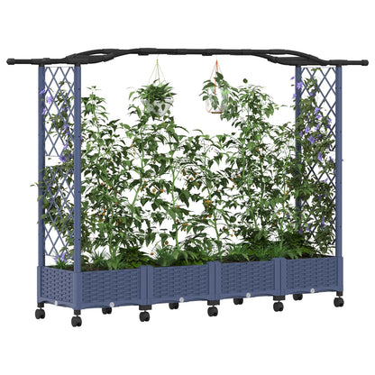 Raised Bed with Trellis and Roof Grey 207 x 40 x 129 cm PP