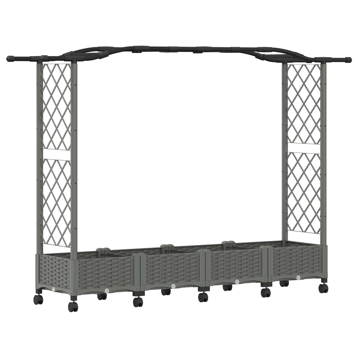 Raised Bed with Trellis and Roof Light Grey 207 x 40 x 129 cm