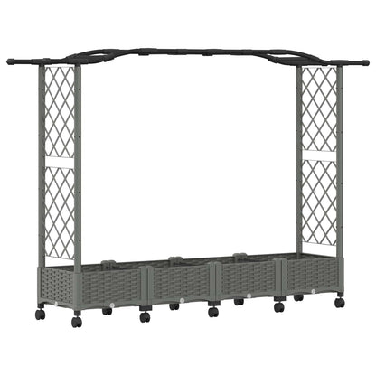 Raised Bed with Trellis and Roof Light Grey 207 x 40 x 129 cm