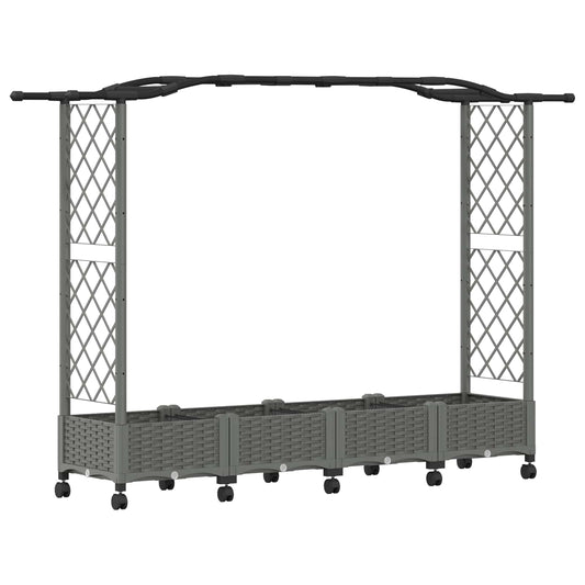 Raised Bed with Trellis and Roof Light Grey 207 x 40 x 129 cm