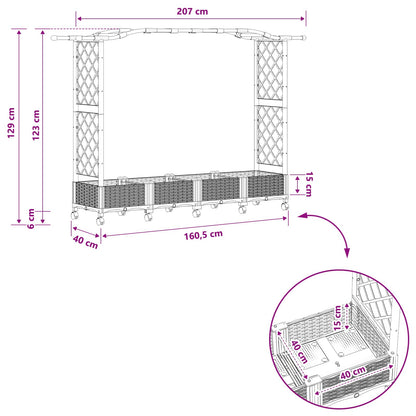 Raised Bed with Trellis and Roof Light Grey 207 x 40 x 129 cm