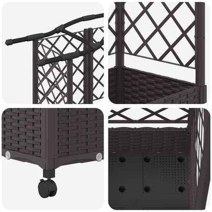 Raised Bed with Trellis and Roof Brown 203.5 x 40 x 129 cm PP