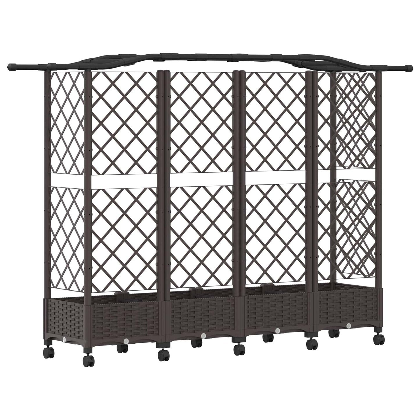 Raised Bed with Trellis and Roof Brown 203.5 x 40 x 129 cm PP