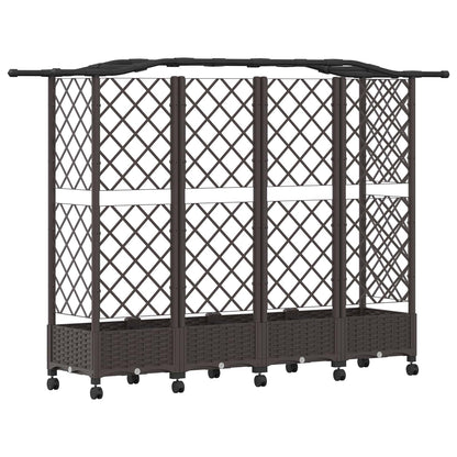Raised Bed with Trellis and Roof Brown 203.5 x 40 x 129 cm PP