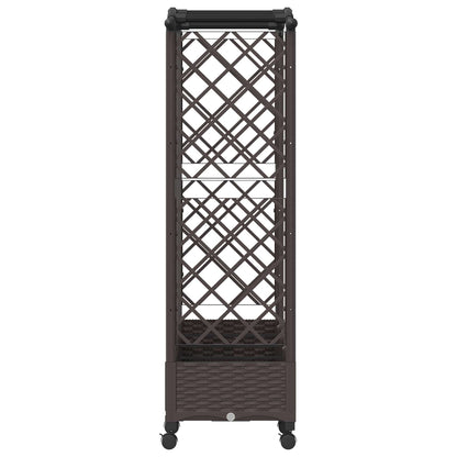 Raised Bed with Trellis and Roof Brown 203.5 x 40 x 129 cm PP