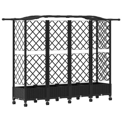 Raised Bed with Trellis and Roof Black 203.5 x 40 x 129 cm PP