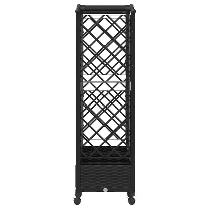 Raised Bed with Trellis and Roof Black 203.5 x 40 x 129 cm PP