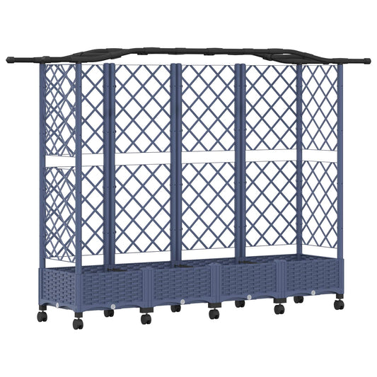 Raised Bed with Trellis and Roof Grey 203.5 x 40 x 129 cm PP