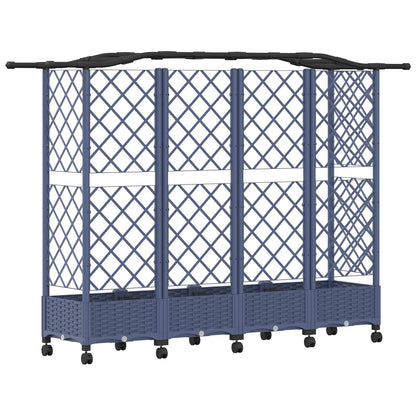 Raised Bed with Trellis and Roof Grey 203.5 x 40 x 129 cm PP