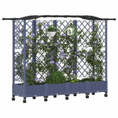 Raised Bed with Trellis and Roof Grey 203.5 x 40 x 129 cm PP