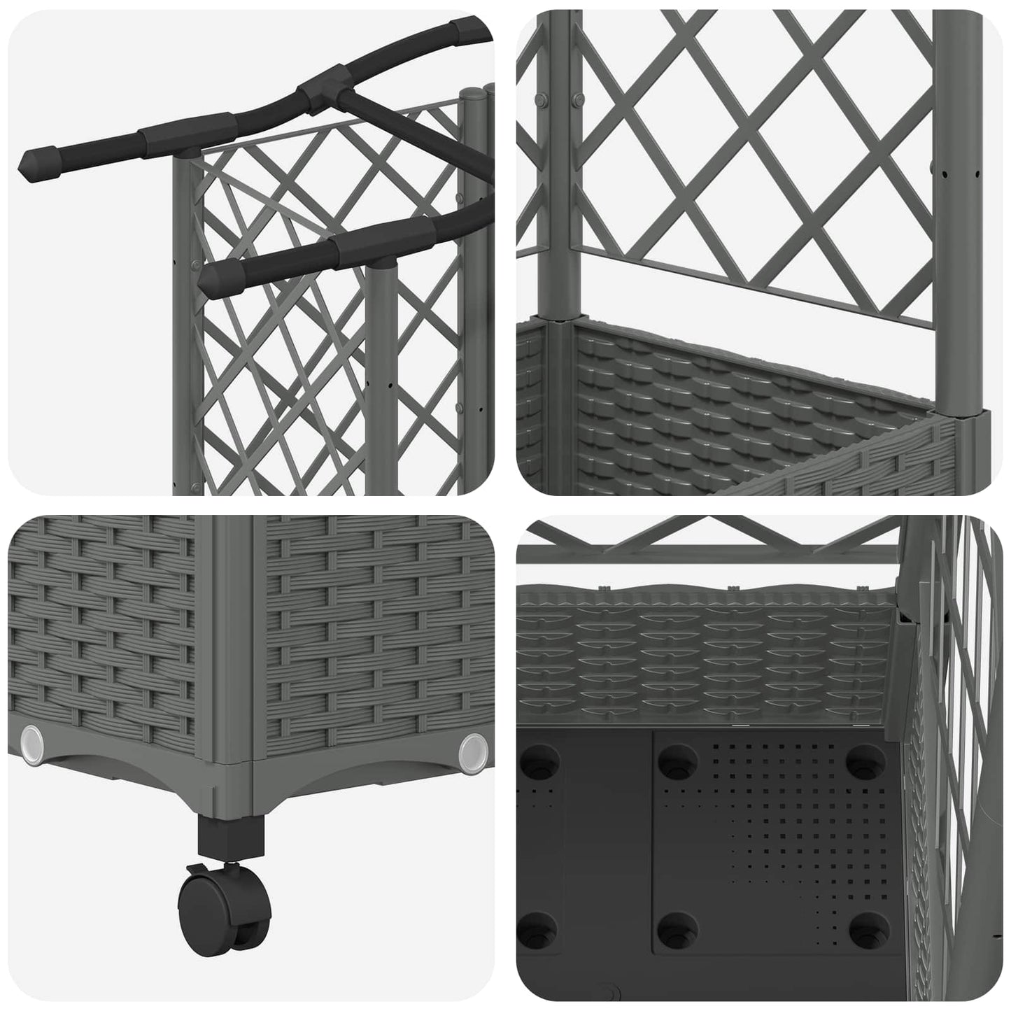 Raised Bed with Trellis and Roof Light Grey 203.5 x 40 x 129 cm