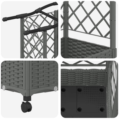 Raised Bed with Trellis and Roof Light Grey 203.5 x 40 x 129 cm