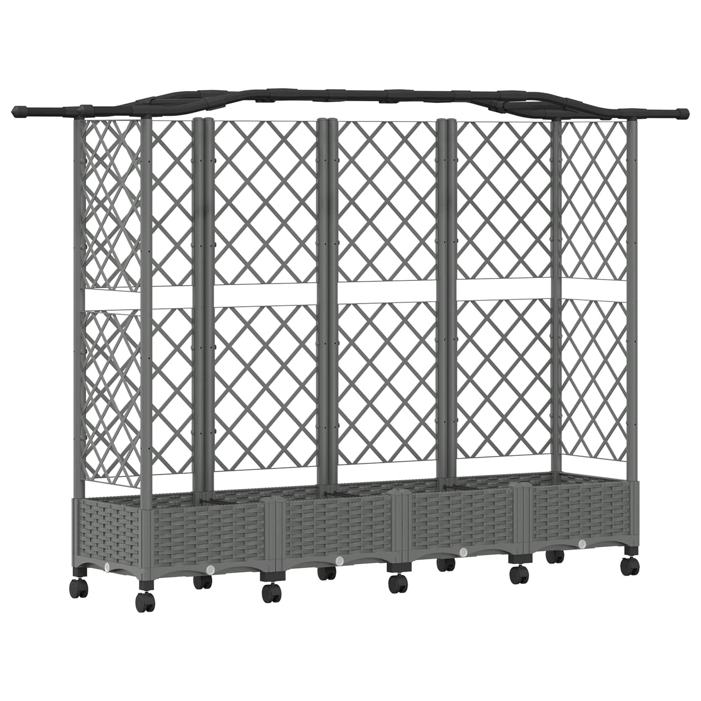 Raised Bed with Trellis and Roof Light Grey 203.5 x 40 x 129 cm