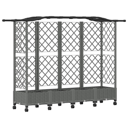 Raised Bed with Trellis and Roof Light Grey 203.5 x 40 x 129 cm