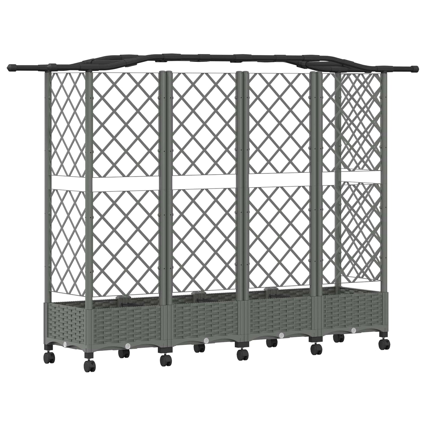 Raised Bed with Trellis and Roof Light Grey 203.5 x 40 x 129 cm