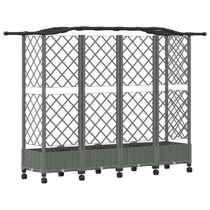 Raised Bed with Trellis and Roof Light Grey 203.5 x 40 x 129 cm
