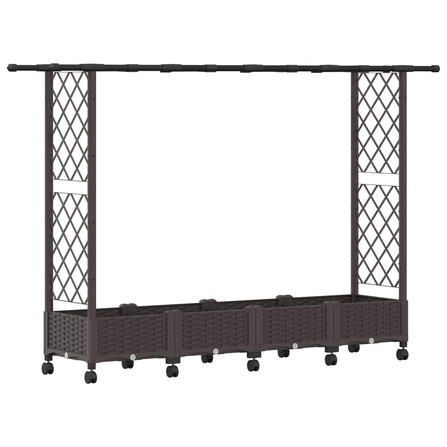 Raised Bed with Trellis and Roof Brown 203 x 40 x 127 cm PP