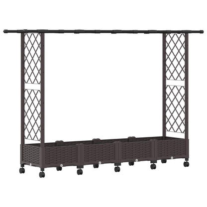 Raised Bed with Trellis and Roof Brown 203 x 40 x 127 cm PP