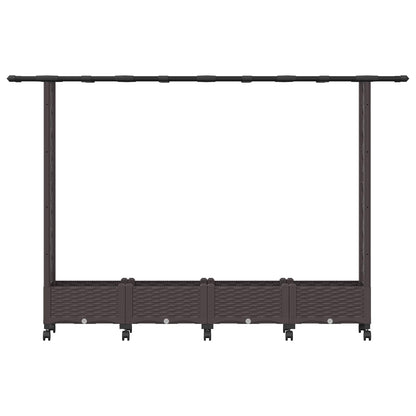Raised Bed with Trellis and Roof Brown 203 x 40 x 127 cm PP