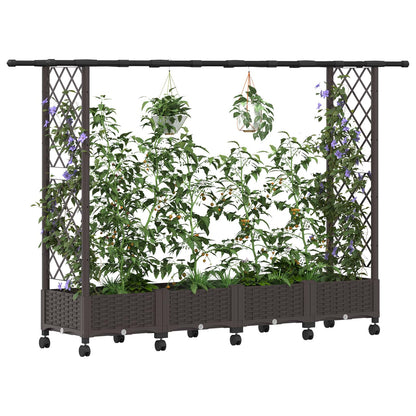 Raised Bed with Trellis and Roof Brown 203 x 40 x 127 cm PP