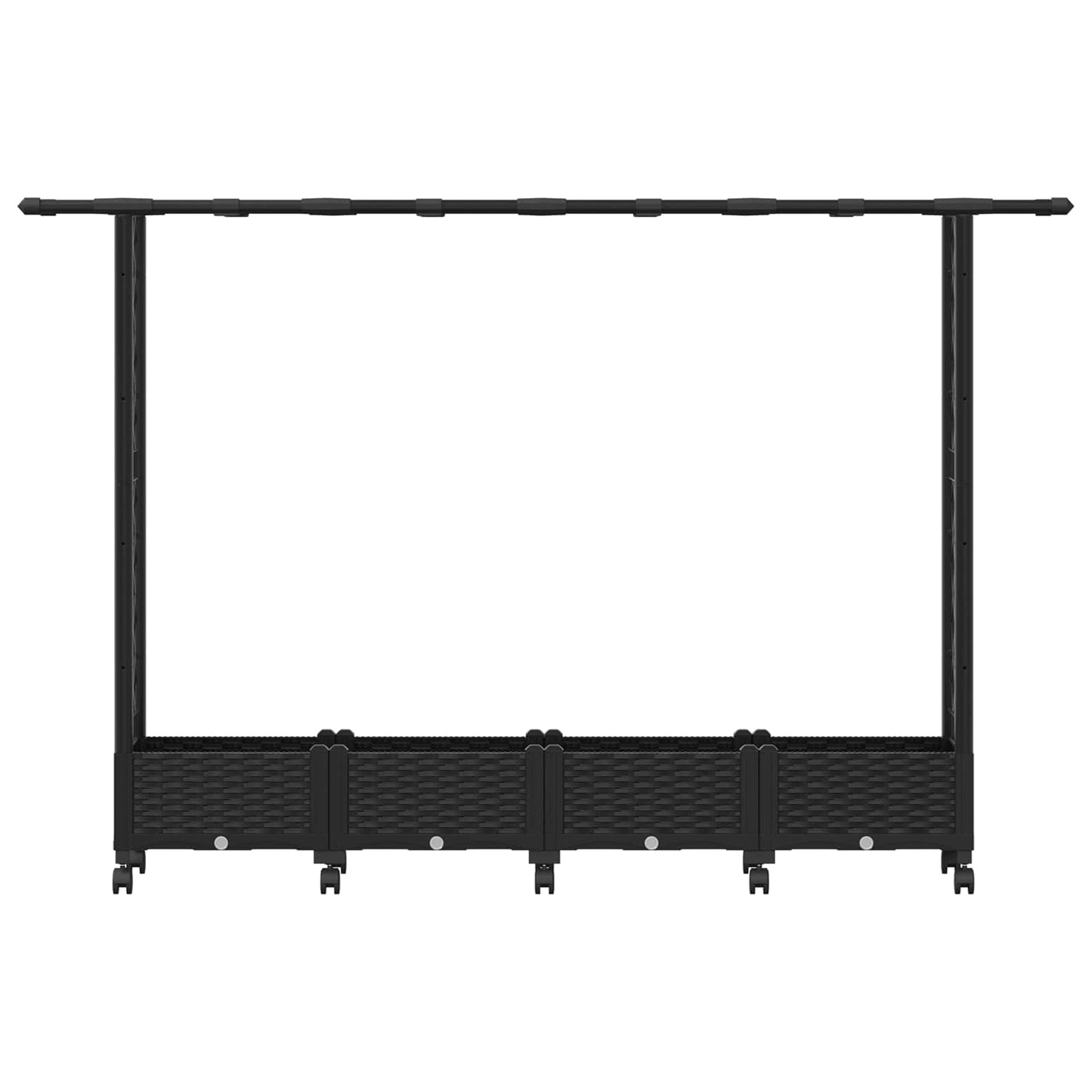 Raised Bed with Trellis and Roof Black 203 x 40 x 127 cm PP