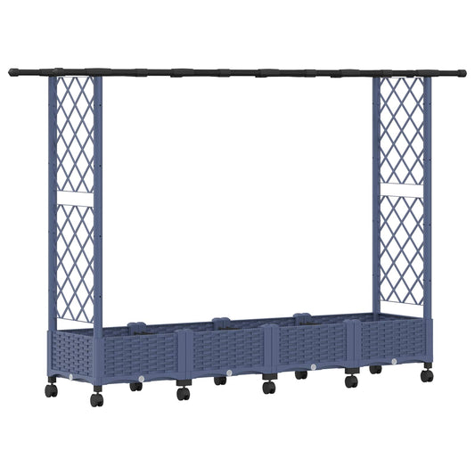 Raised Bed with Trellis and Roof Grey 203 x 40 x 127 cm PP