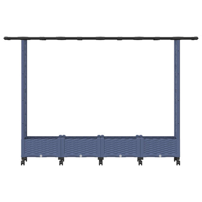 Raised Bed with Trellis and Roof Grey 203 x 40 x 127 cm PP