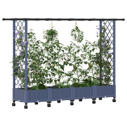 Raised Bed with Trellis and Roof Grey 203 x 40 x 127 cm PP