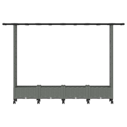 Raised Bed with Trellis and Roof Light Grey 203 x 40 x 127 cm