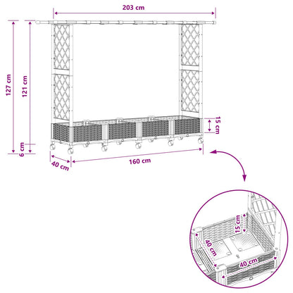 Raised Bed with Trellis and Roof Light Grey 203 x 40 x 127 cm