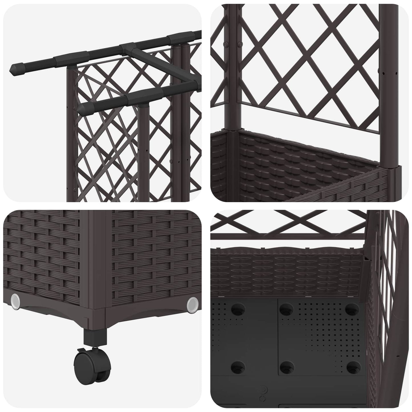 Raised Bed with Trellis and Roof Brown 202.5 x 40 x 127 cm PP