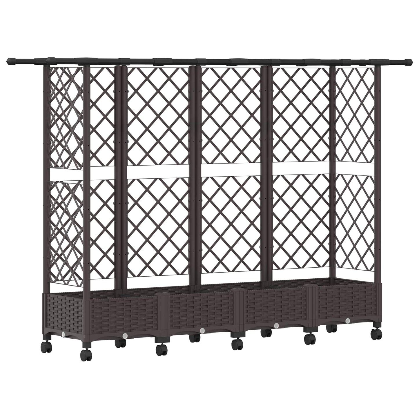 Raised Bed with Trellis and Roof Brown 202.5 x 40 x 127 cm PP