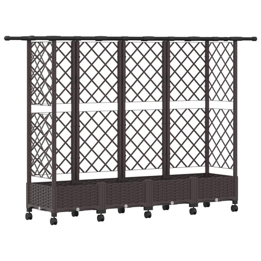 Raised Bed with Trellis and Roof Brown 202.5 x 40 x 127 cm PP