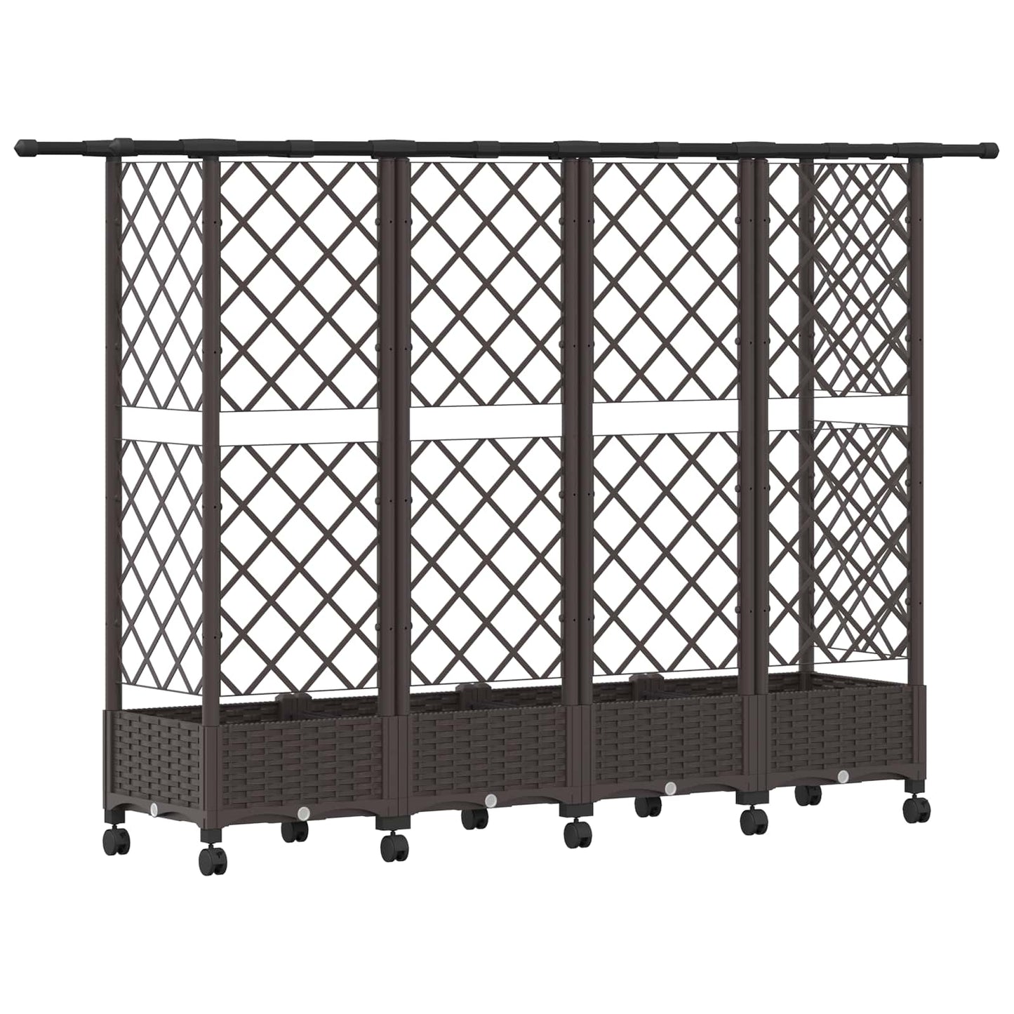 Raised Bed with Trellis and Roof Brown 202.5 x 40 x 127 cm PP