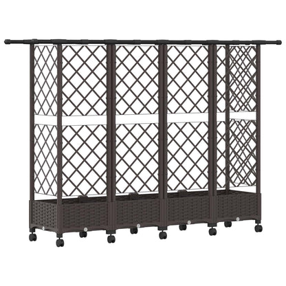 Raised Bed with Trellis and Roof Brown 202.5 x 40 x 127 cm PP