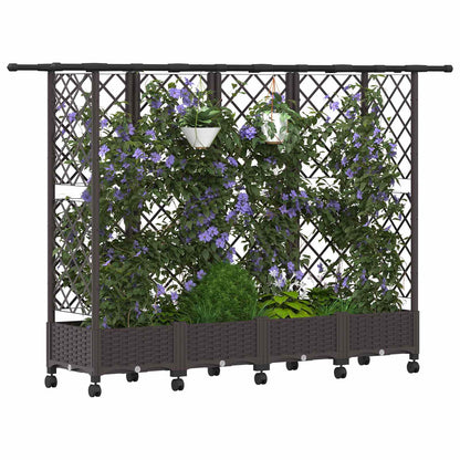Raised Bed with Trellis and Roof Brown 202.5 x 40 x 127 cm PP