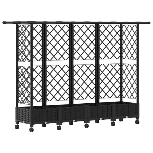Raised Bed with Trellis and Roof Black 202.5 x 40 x 127 cm PP