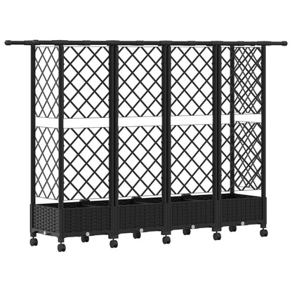 Raised Bed with Trellis and Roof Black 202.5 x 40 x 127 cm PP