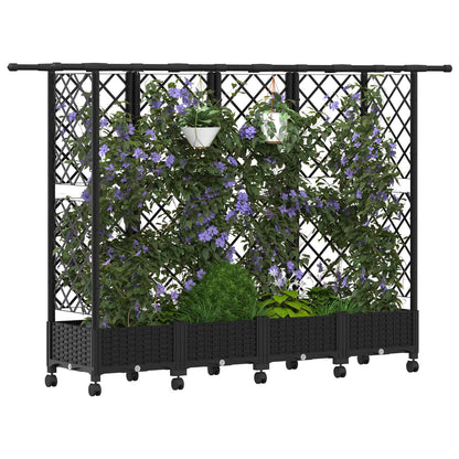 Raised Bed with Trellis and Roof Black 202.5 x 40 x 127 cm PP