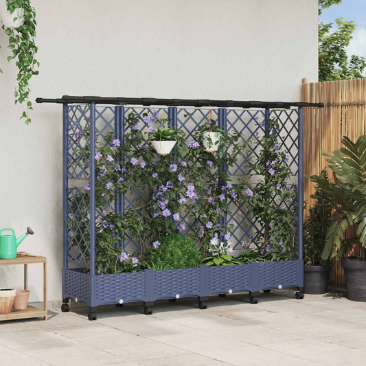 Raised Bed with Trellis and Roof Grey 202.5 x 40 x 127 cm PP