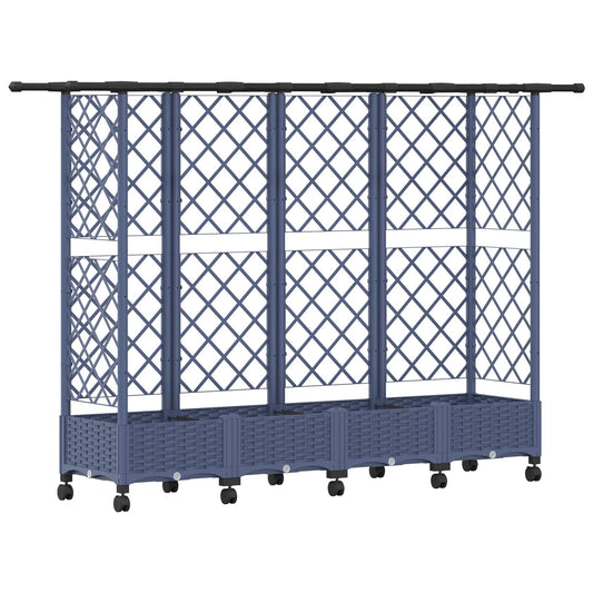 Raised Bed with Trellis and Roof Grey 202.5 x 40 x 127 cm PP