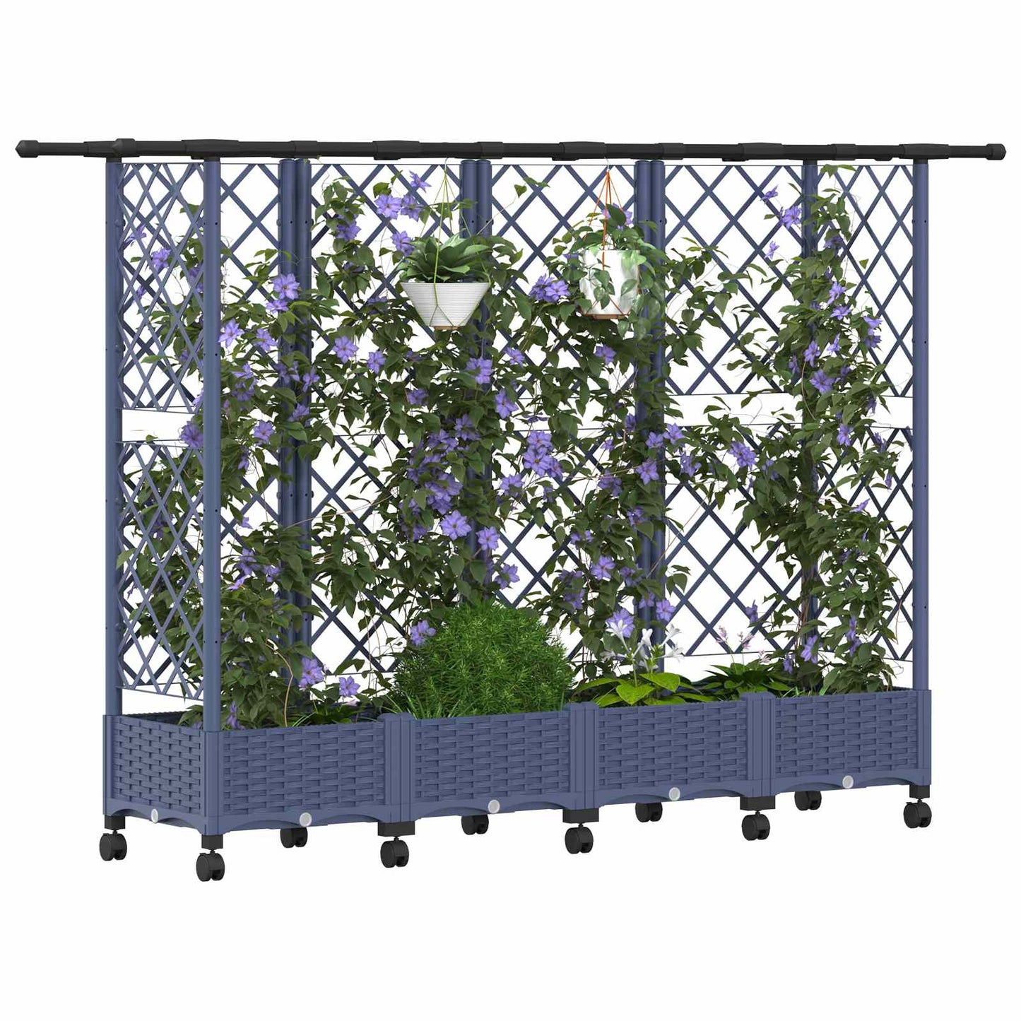 Raised Bed with Trellis and Roof Grey 202.5 x 40 x 127 cm PP